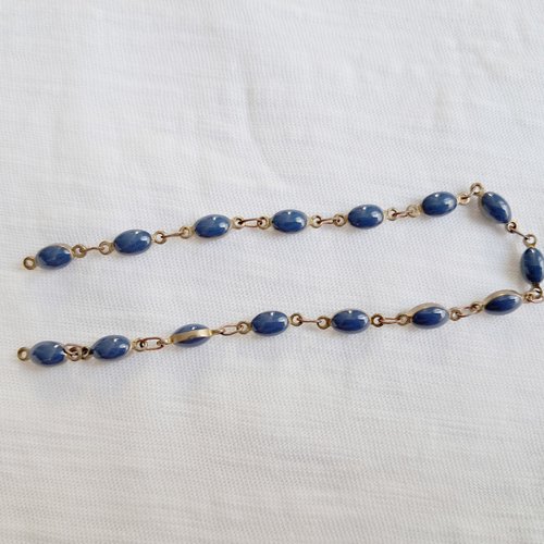 Chaîne en métal bronze et émail bleu foncé