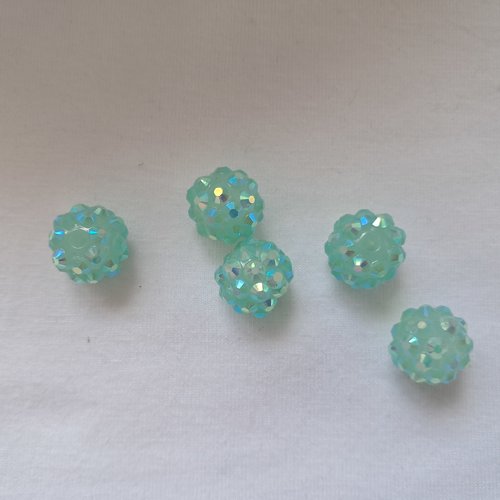 Perles shamballa vert opaline - 12mm