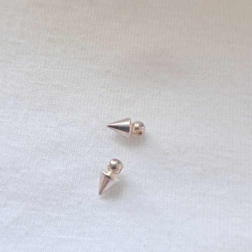 Breloque ou pendentif pointe en métal argenté - lot de 2