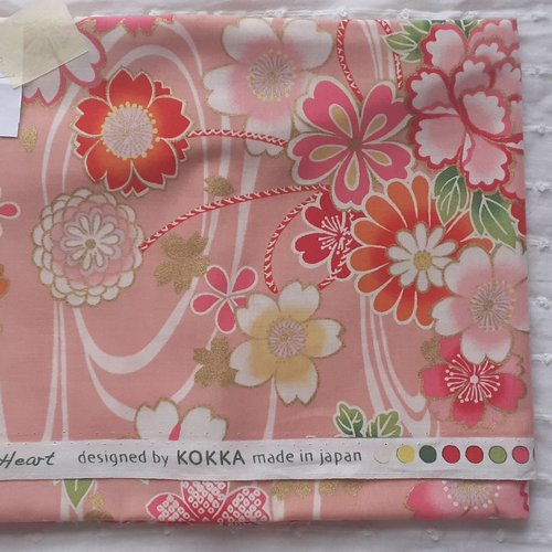 Coton rose et doré japonisant