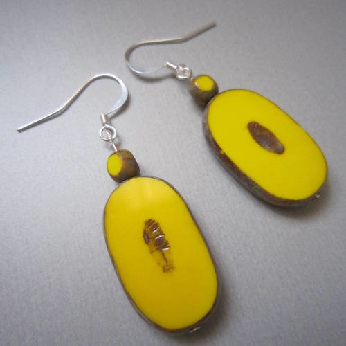 Boucles d'oreille en perles de verre jaune imitation pierre