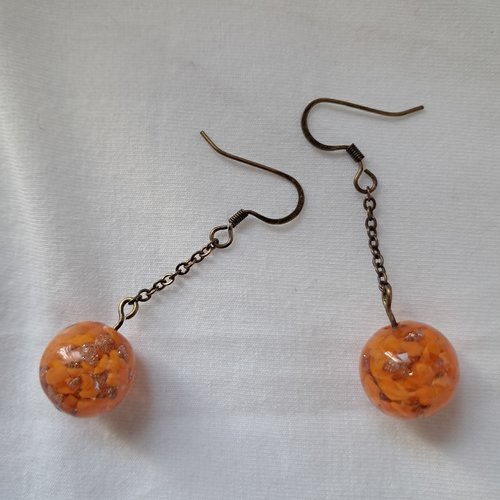 Boucles d'oreille en perles de verre orange