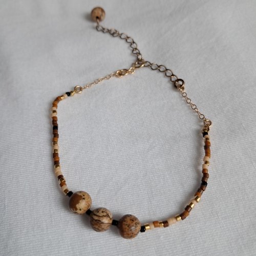 Bracelet perles miyuki et jaspe tigré
