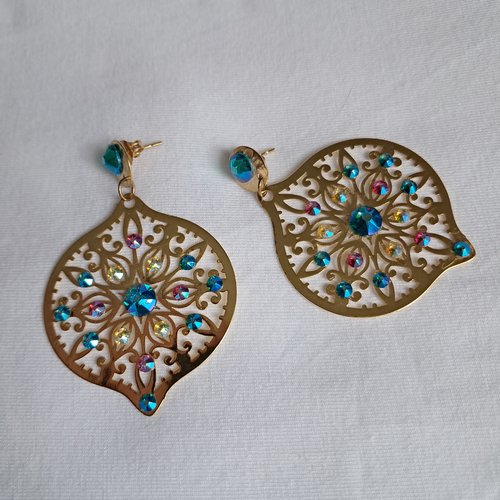 Boucles d'oreille estampe et strass swarovski