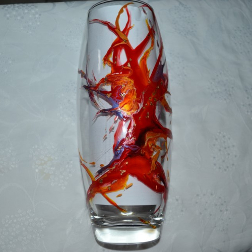 Vase style murano rouge et feu