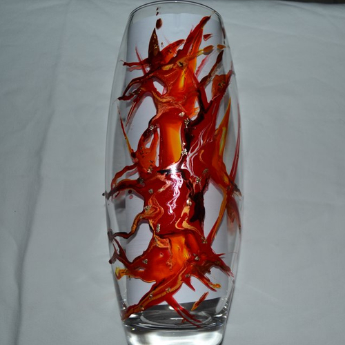 Vase style murano "vitrail rouge"