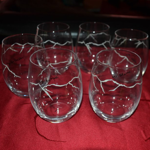6 verres ronds peints "cimes des alpes"