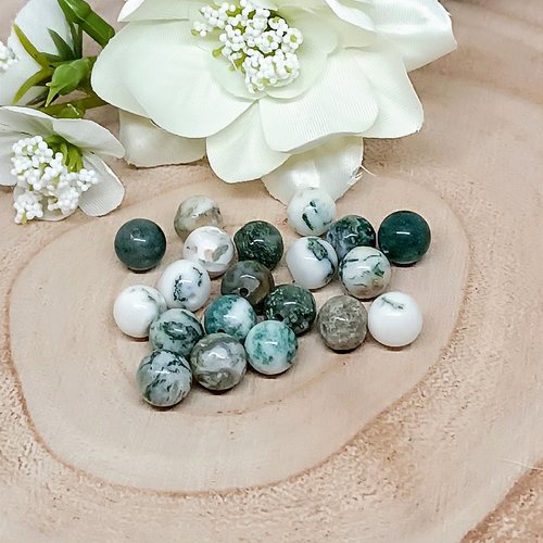 Lot de 20 perles agate arbre per-53