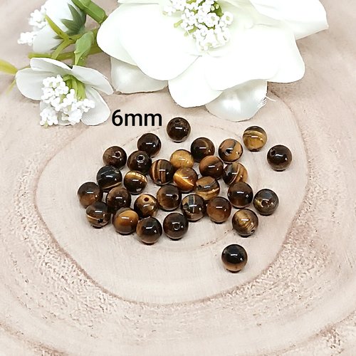 Lot de 30 perles oeil des tigre 6mm per-24