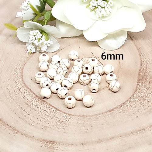 Lot de 30 perles howlite 6mm per-14