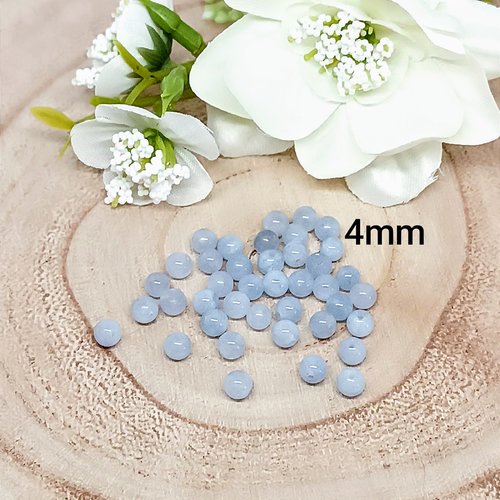 Lot de 40 perles aigue marine 4mm per-8