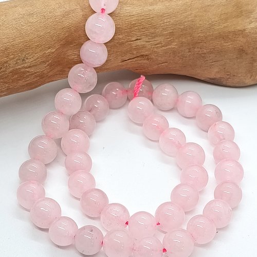 Lot de 20 perles naturelles quartz rose 8mm