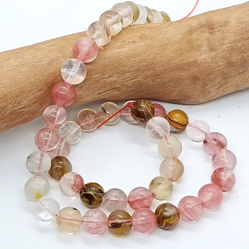 Lot de 20 perles naturelles quartz cerise 8mm