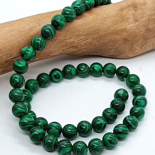 Lot de 20 perles naturelles malachite 8mm