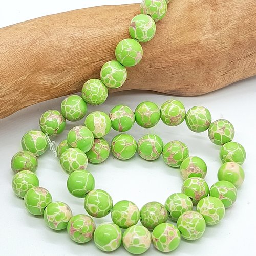 Lot de 20 perles naturelles jaspe sédiment vert clair 8mm