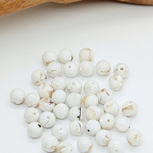 Lot de 30 perles naturelles howlite blanc doré