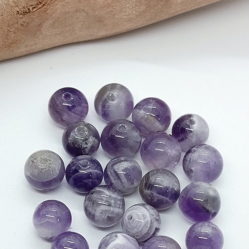 Perles naturelles améthyste chevron