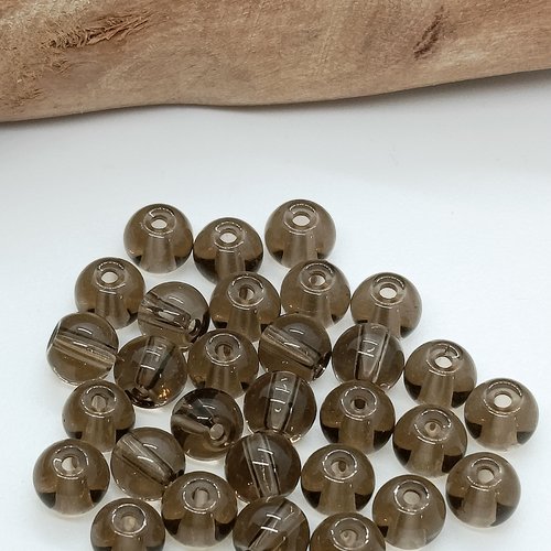 Lot de 30 perles imitation quartz fumé 6mm