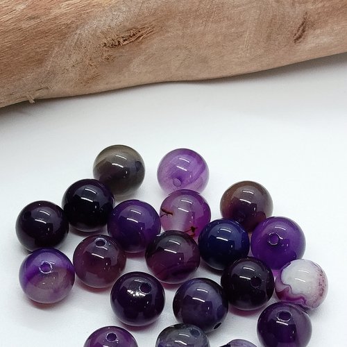 Perles naturelles agate violette