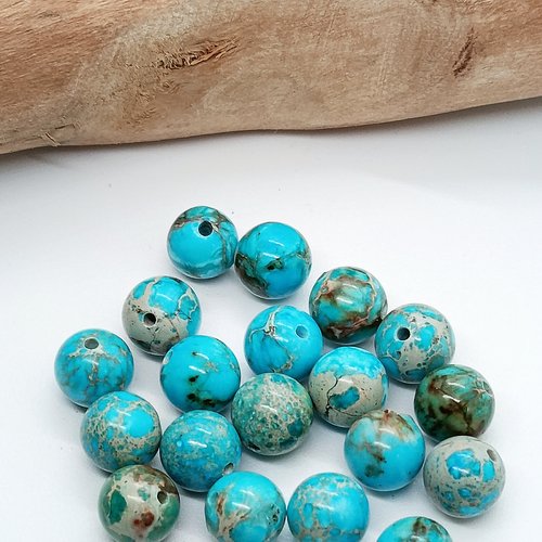 Perles naturelles jaspe sédiment turquoise
