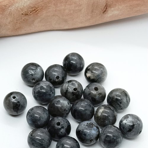 Lot de 20 perles naturelles labradorite noire grade aaa 8mm