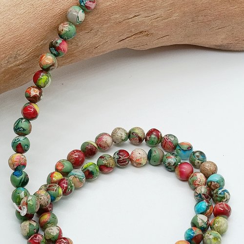 Perles naturelles jaspe sédiment multicolore
