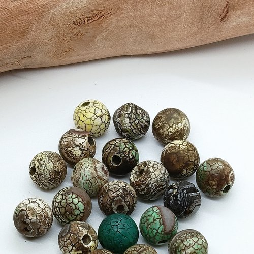 Perles naturelles agate tibétaine grade aaa