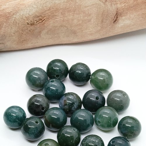 Perles naturelles agate mousse
