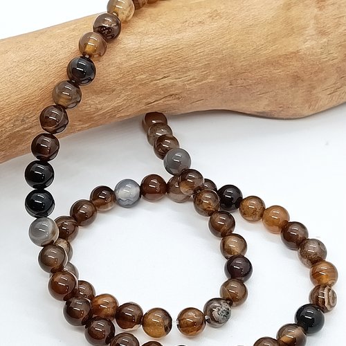 Perles naturelles agate marron