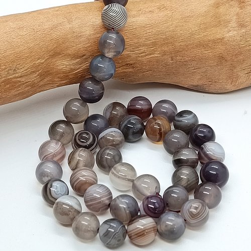 Lot de 30 perles naturelles agate botswana grade aaa 8mm