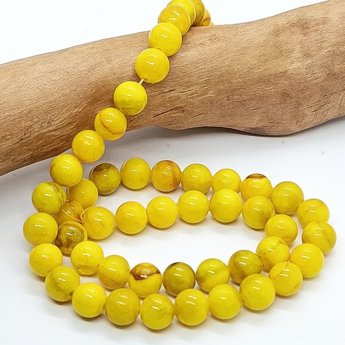 Lot de 20 perles naturelles calcédoine jaune 8mm