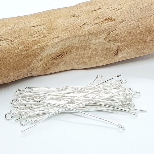 Lot de 50 tiges tête rondes argenté acier inoxydable (ap-20)