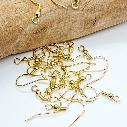 Lot de 20 crochets d'oreilles doré acier inoxydable (ap-26)