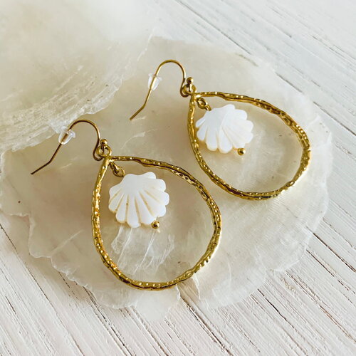 Boucles d’oreilles poema (acier inoxydable et coquillage nacre)