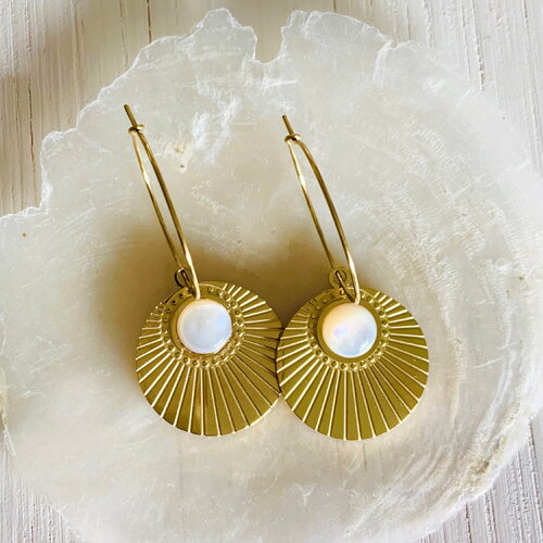 Boucles d’oreilles tahia (acier inoxydable et nacre)