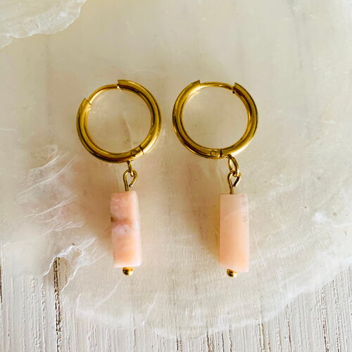 Boucles d’oreilles vanina - pierre de soleil (acier inoxydable et pierre de soleil) - bijoux femme