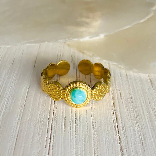 Bague ameria (acier inoxydable et amazonite)