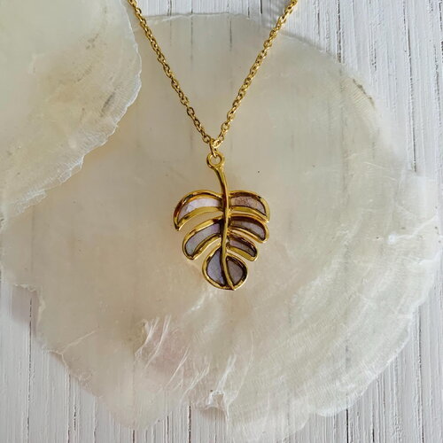 Collier moana (feuille) - nacre