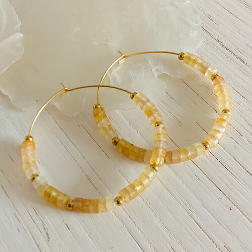 Boucles d’oreilles bora-bora - pierre de soleil (acier inoxydable et pierre de soleil)