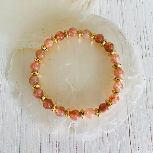 Bracelet tahiti - pierre de soleil (acier inoxydable et pierre de soleil)