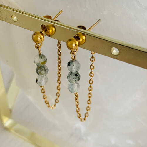 Boucles d’oreilles paea - préhnite (acier inoxydable et préhnite) - bijoux femme