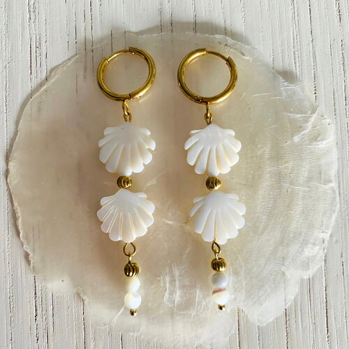 Boucles d’oreilles maimiti (acier inoxydable et coquillage nacre)