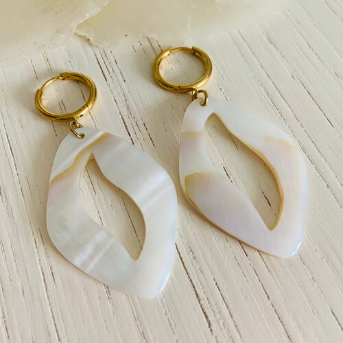 Boucles d’oreilles moeata (acier inoxydable et nacre)