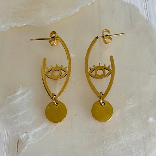 Boucles d’oreilles matia (acier inoxydable, forme oeil protecteur)