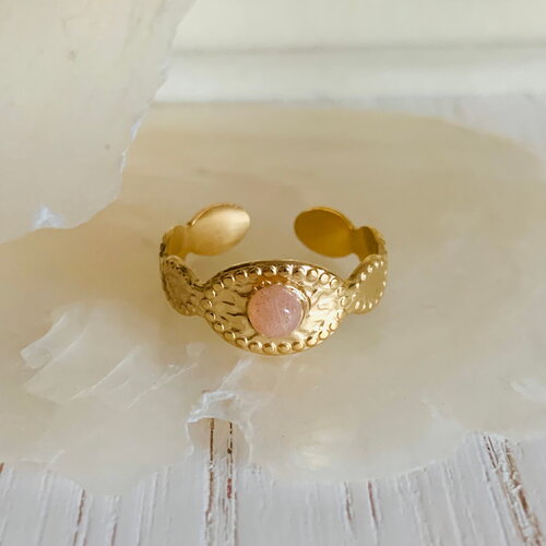 Bague matira (acier inoxydable et pierre de soleil)
