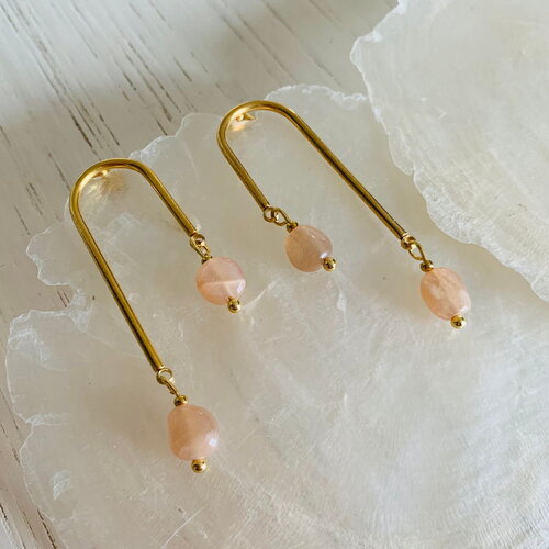 Boucles d’oreilles tunia (acier inoxydable et pierre de soleil)