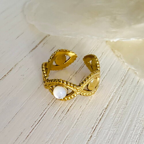 Bague aimata (acier inoxydable et nacre)