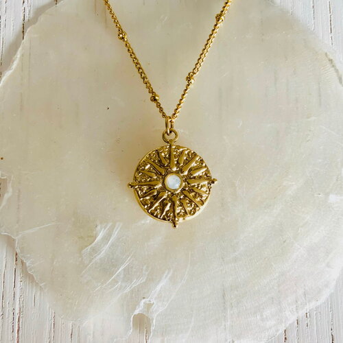 Collier teora (acier inoxydable et labradorite)