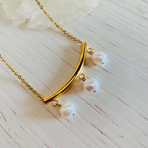 Collier poe (acier inoxydable et perles d’eau douce naturelles)