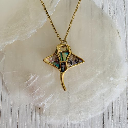 Collier moana (raie manta) - abalone